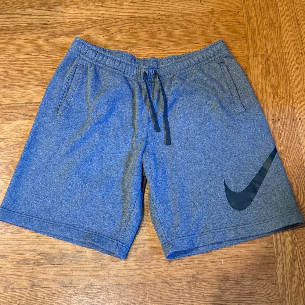Nike Men's Club Fleece Explosive Shorts Grey Black Large Swoosh 843520-071 XL - Picture 2 of 6